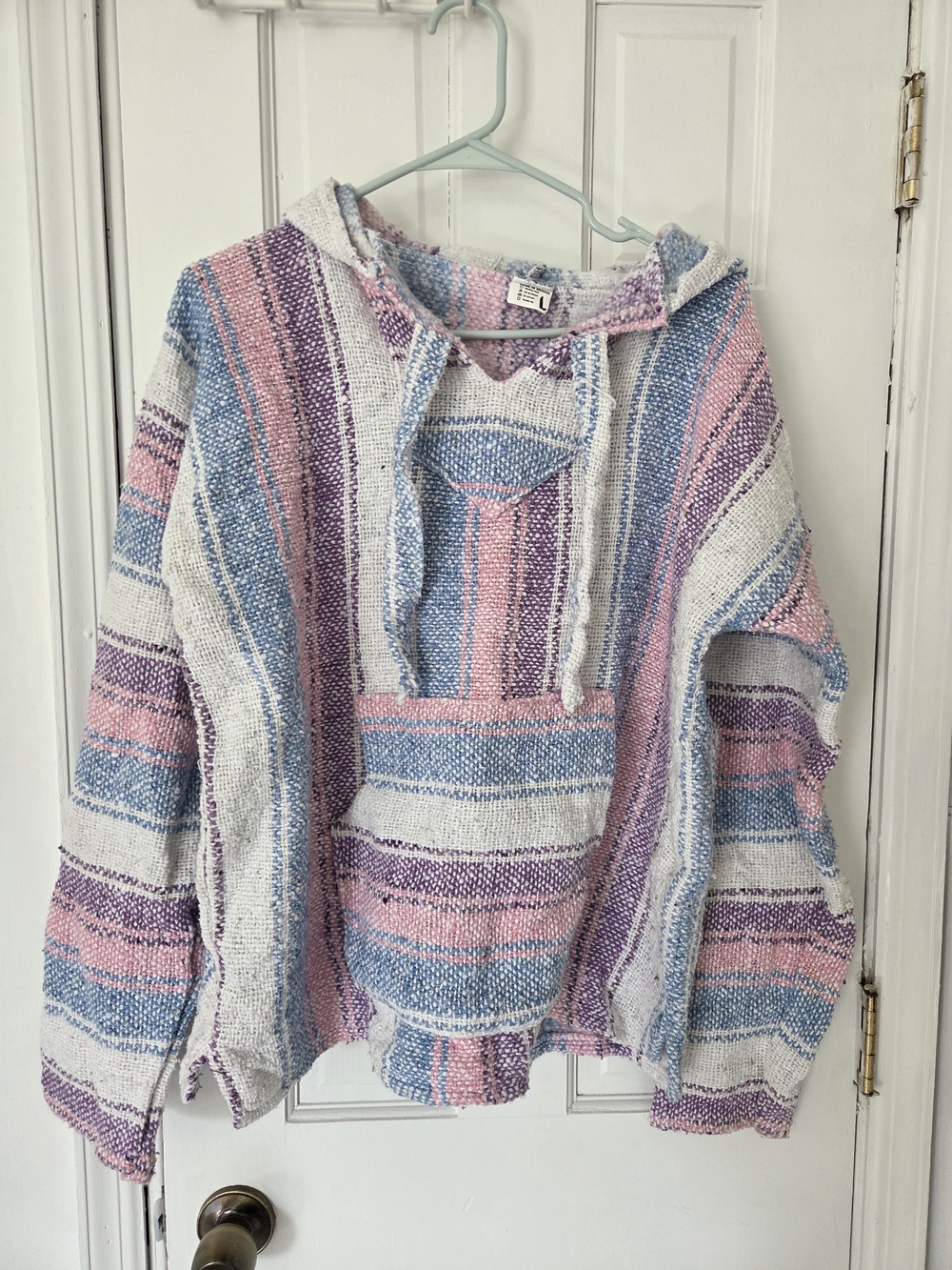 Pastel Striped Mexico Hoodie - Pink Blue Purple
